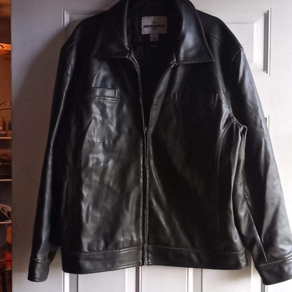 Used mens black leather jacket